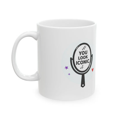 You Look Amazing Mirror Affirmation | 11oz Ceramic Coffee Mug for Self-Love | Galentine’s & Friends Gift | Y2K Gradient