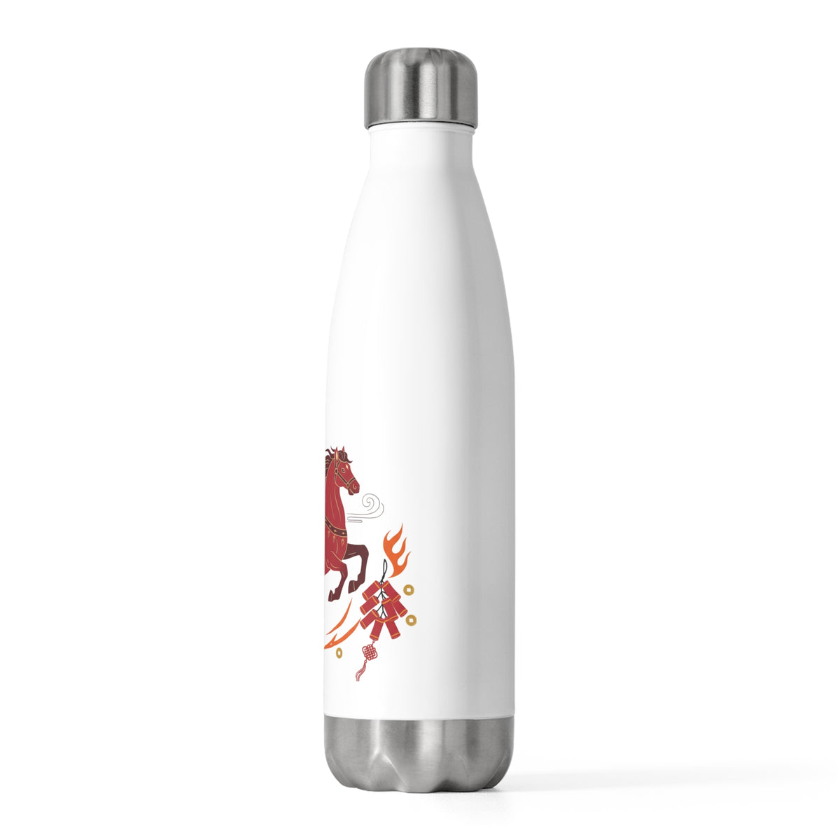 Fire Horse Dancing Firecrackers | 20oz Insulated Stainless Steel Tumbler Bottle | Lunar New Year 2026 Gift | Paper Cut Art
