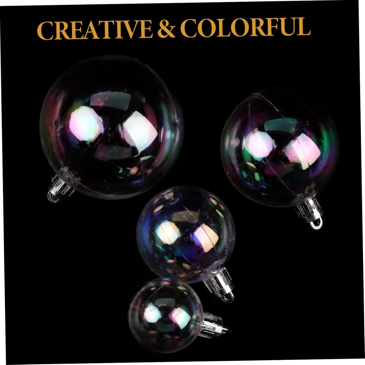 18Pcs Christmas Ball Ornaments Clear Iridescent Christmas Tree Baubles Shatterproof Tree Balls for DIY Xmas Party Birthday Wedding Decor (Transparent)