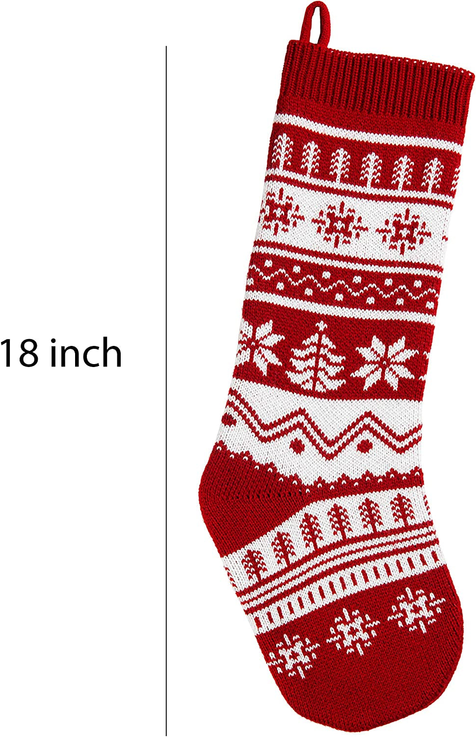 6 Pack 18" Knit Christmas Stockings, Large Rustic Yarn Xmas Stockings for Family Holiday Decorations