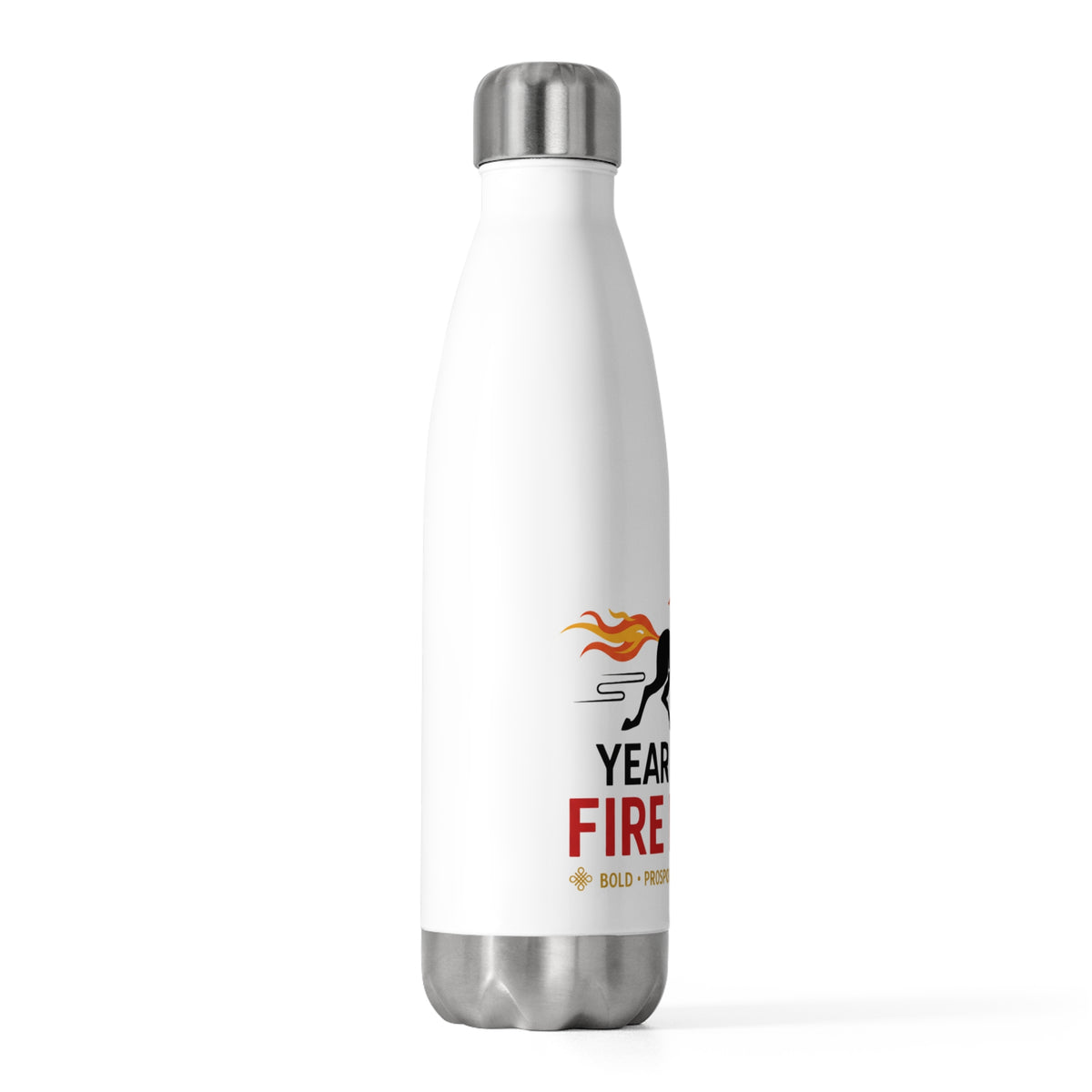 Fire Horse Lunar New Year 2026 | 20oz Insulated Stainless Steel Tumbler Bottle | CNY Gift for Family & Teachers | Red Gold Paper-Cut Style
