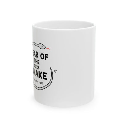 Year of the Snake 2025 Typography Snake | 11oz Ceramic Coffee Mug for Lunar New Year | Family & Friend Gift | Chicken Scratch Irony