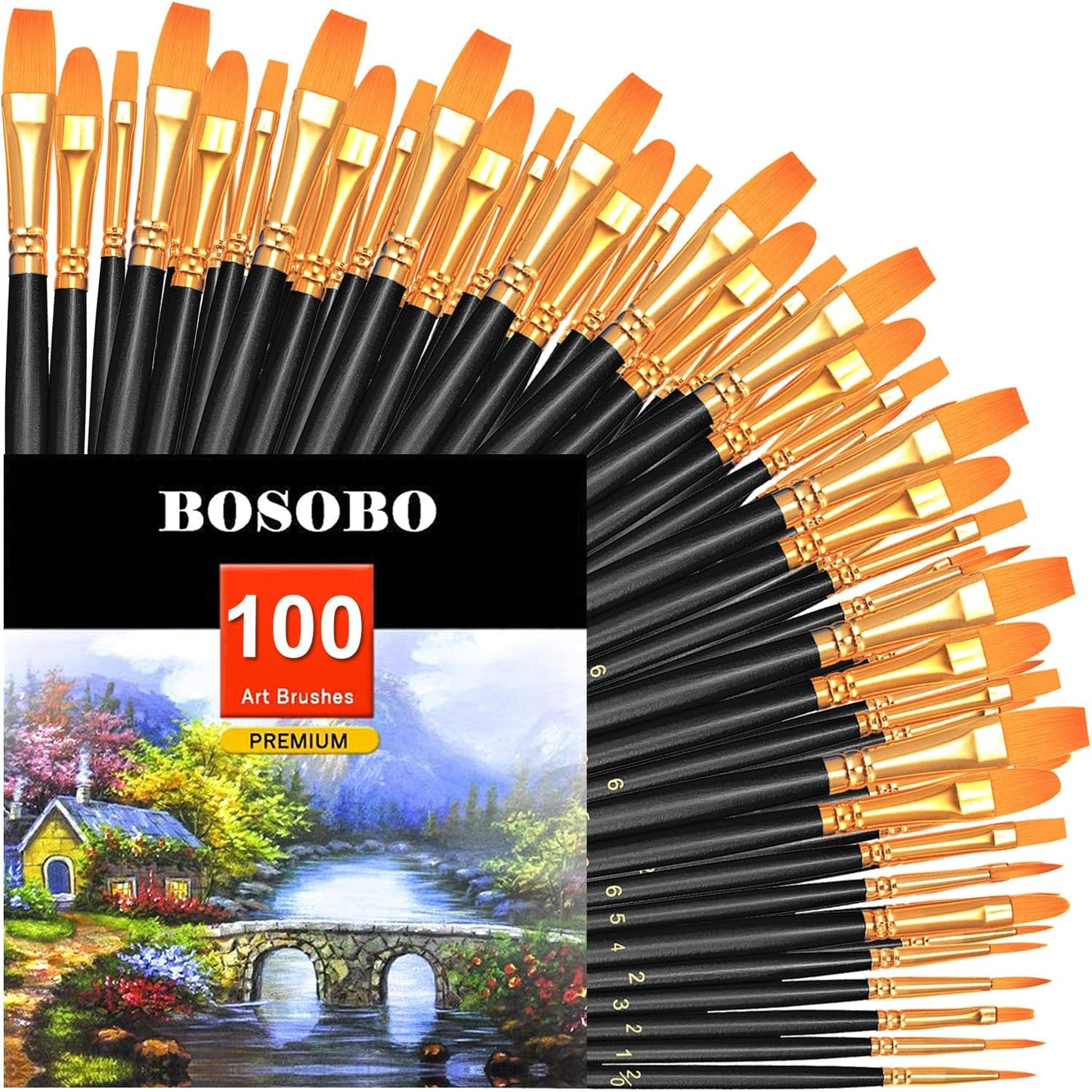 Paint Brushes Set, 2 Pack 20 Pcs Round-Pointed Tip Paintbrushes Nylon Hair Artist Acrylic Paint Brushes for Acrylic Oil Watercolor, Face Nail Art, Miniature Detailing & Rock Painting, Blue