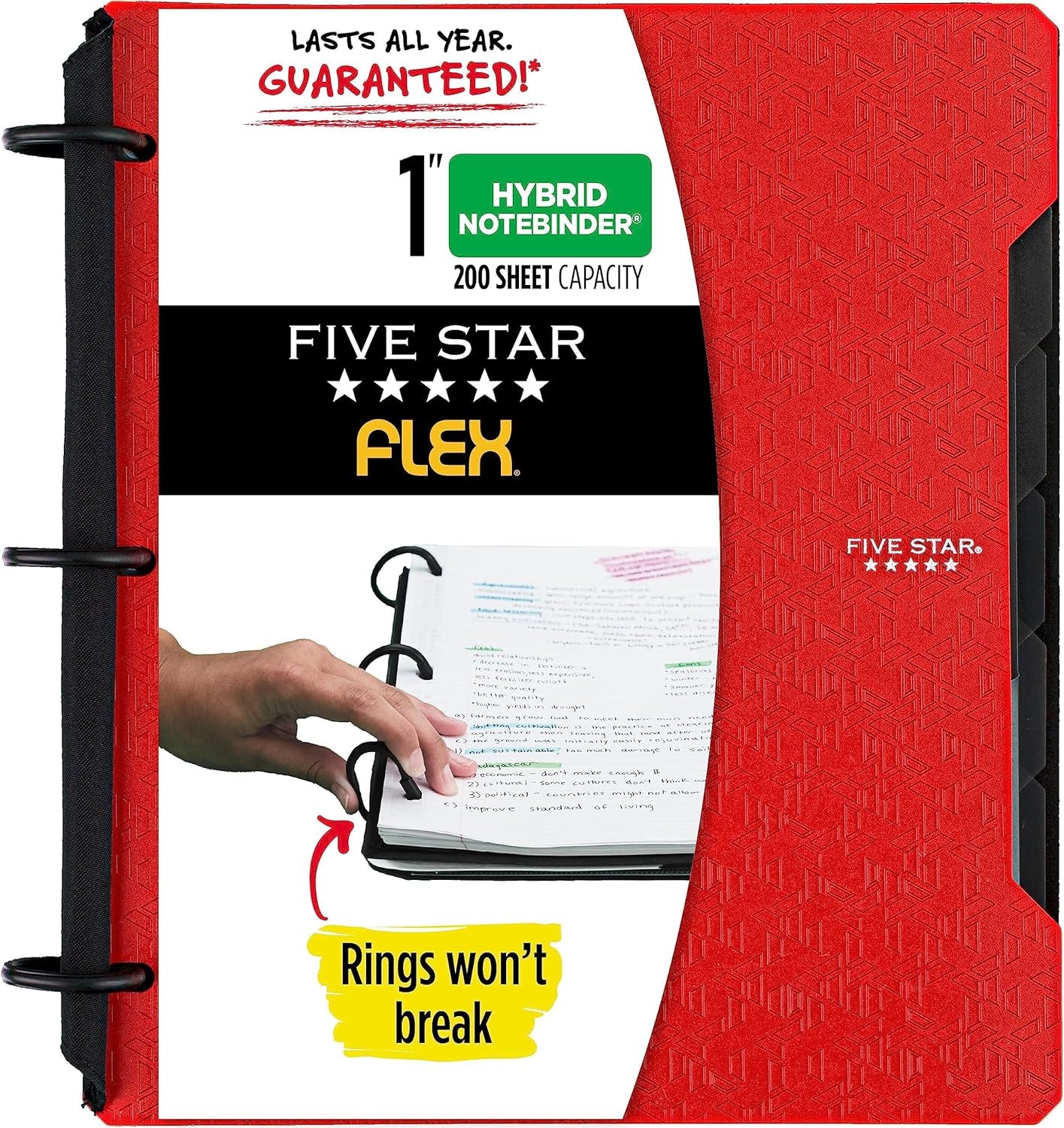 Flex Refillable Notebook + Study App, College Ruled Paper, 1 Inch Techlock Rings, Pockets, Tabs and Dividers, 200 Sheet Capacity, Pacific Blue (29328AD2)