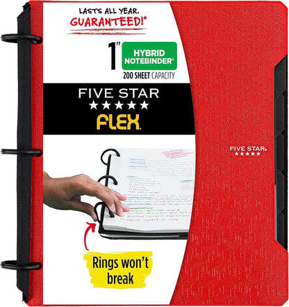 Flex Refillable Notebook + Study App, College Ruled Paper, 1 Inch Techlock Rings, Pockets, Tabs and Dividers, 200 Sheet Capacity, Pacific Blue (29328AD2)