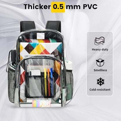 Clear Backpack Heavy Duty - PVC Transparent Backpack Large Clear Book Bag for College Work