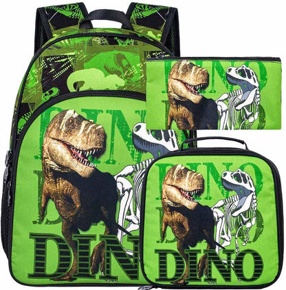 Kids Backpack for Boys, 16” Dinosaur Preschool Bookbag and Lunch Box for Kindergarten Elementary