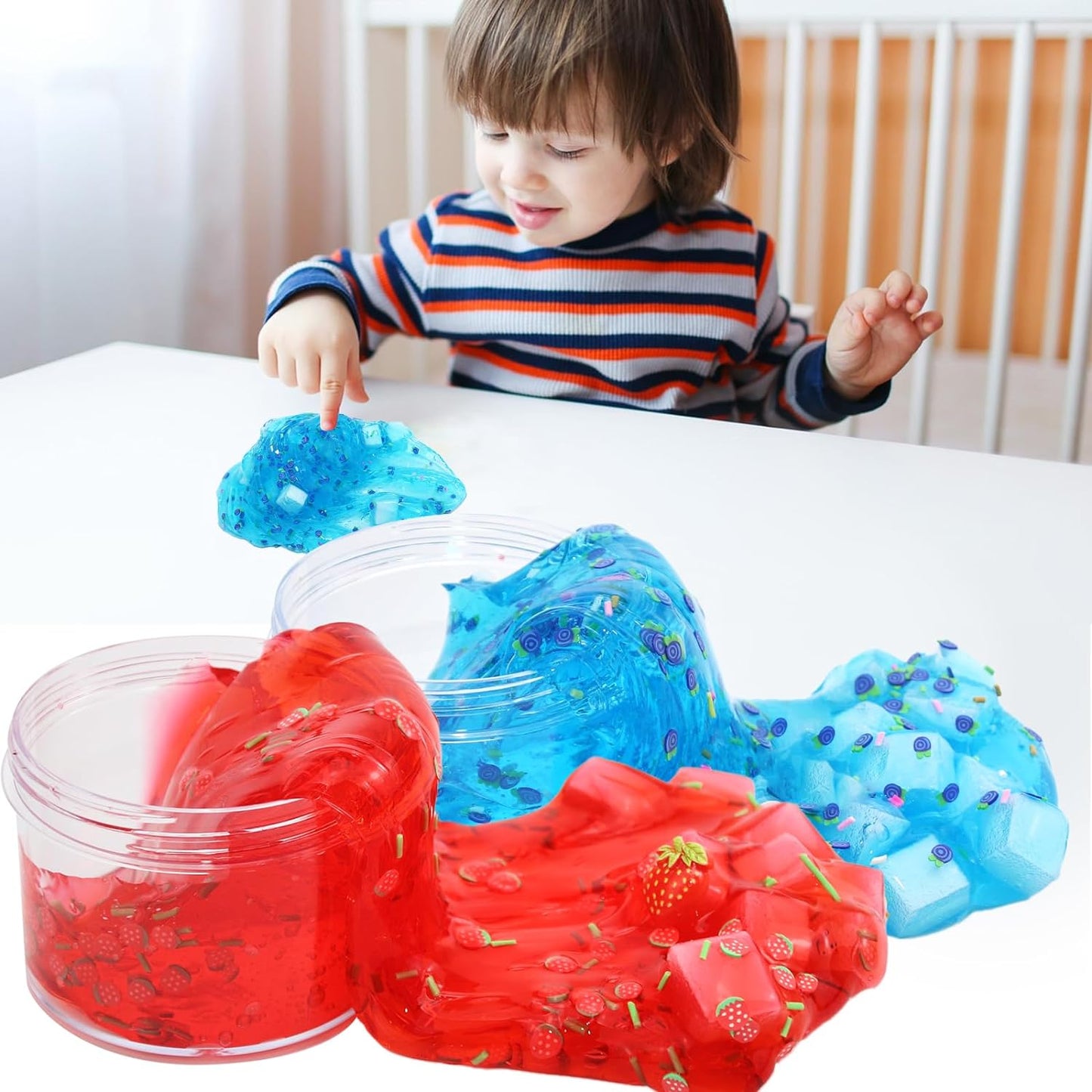 Jelly Cube Clear Slime Kit 8 Pack for Kids, Crunchy Slime, Stress Relief Toy, Party Favors for Girl Boys 6 7 8 9 10 11 12