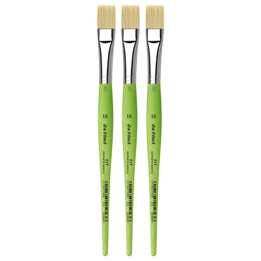 FIT Synthetics Student Brush, Synthetic, Acrylic & Oil, Flat, Series 379, Size 16, Pack of 3