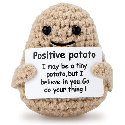 Funny Positive Potato Crochet Dolls - Cute Room Decor Knitted Toys Positive Cards Crochet Doll Emotional Support Plush Crochet Gift Home Decor Inspirational Gifts for Her Unique Birthday Gifts for Men