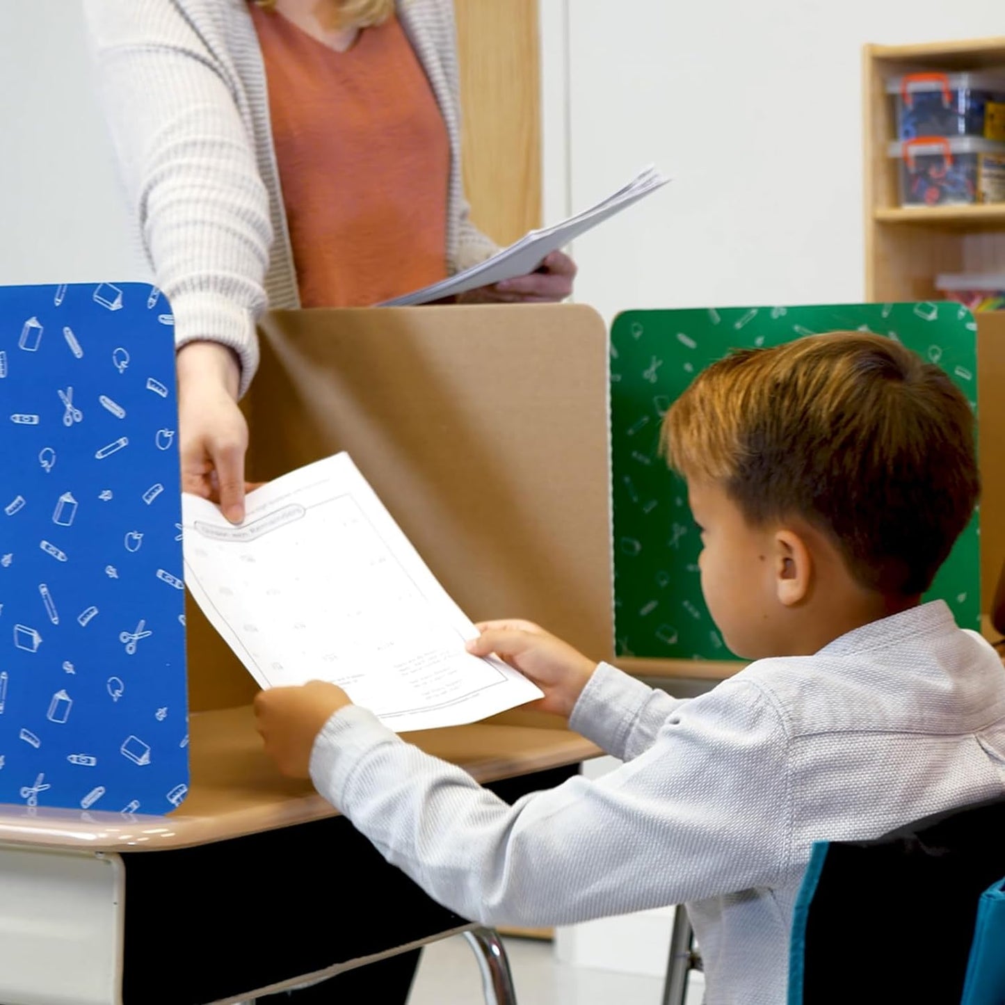 Standard Privacy Shield, 3 Colors, Set of 12, Matte Finish in Red, Green & Blue - Desk Dividers