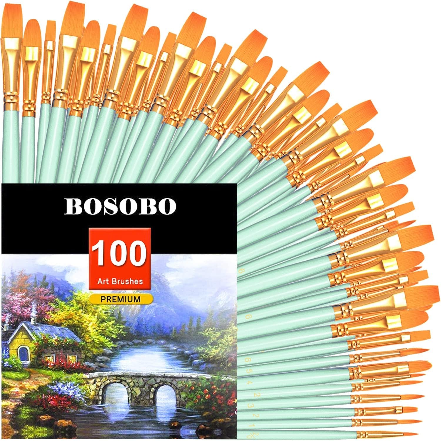 Paint Brushes Set, 2 Pack 20 Pcs Round-Pointed Tip Paintbrushes Nylon Hair Artist Acrylic Paint Brushes for Acrylic Oil Watercolor, Face Nail Art, Miniature Detailing & Rock Painting, Blue