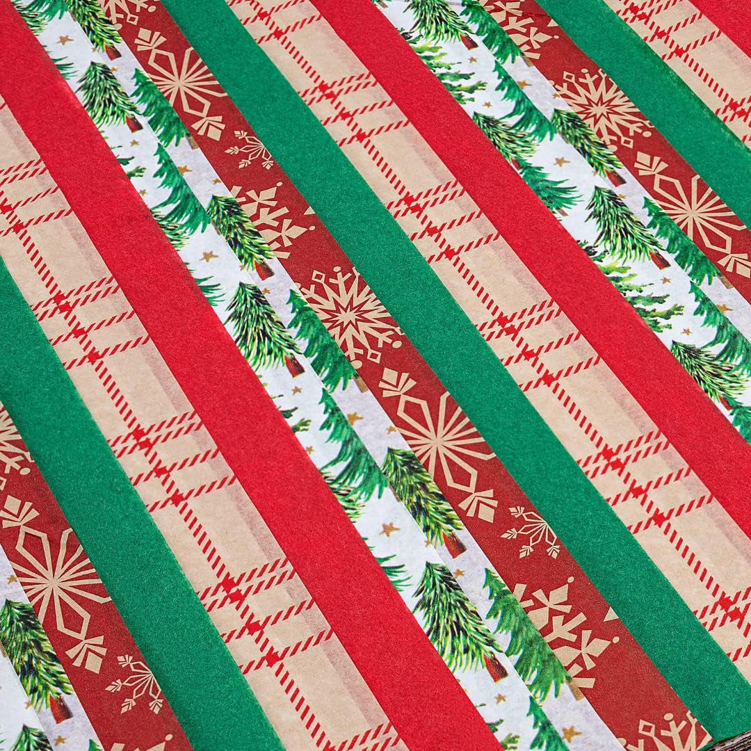 Christmas Tissue Paper for Gift Bags-Christmas Wrapping Paper- Holiday Tissue Paper Bulk- 100 Sheets - Holiday Kraft Designs 20"X20" Inch Gift Wrapping Holiday Tissue Paper