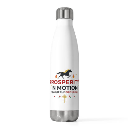 Lucky Cai Fire Horse | 20oz Insulated Stainless Steel Tumbler Bottle | Lunar New Year 2026 Family & Teacher Gift | Red Gold