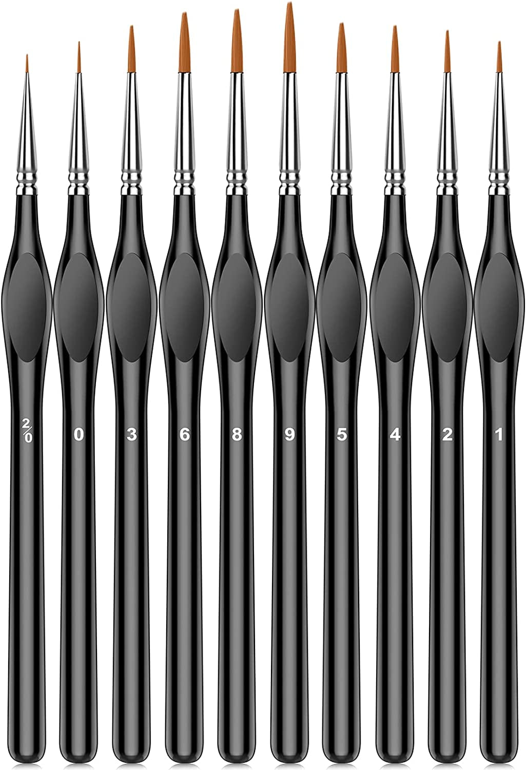 10Pcs Micro Paint Brushes Set with Triangular Handles - for Acrylic, Watercolor, Crafts, Models