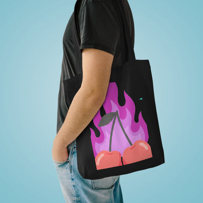 Flaming Cherry Pair | Cotton Tote Bag for Everyday & Campus | Valentine & Galentine Gift | Y2K Edgy-Cute Aesthetic
