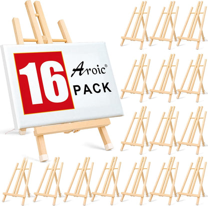 3 Pack 16 Inch Wood Easels, Easel Stand for Painting Canvases, Art, and Crafts, Tripod, Painting Party Easel, Kids Student Tabletop Easels for Painting, Portable Canvas Photo Picture Sign Holder