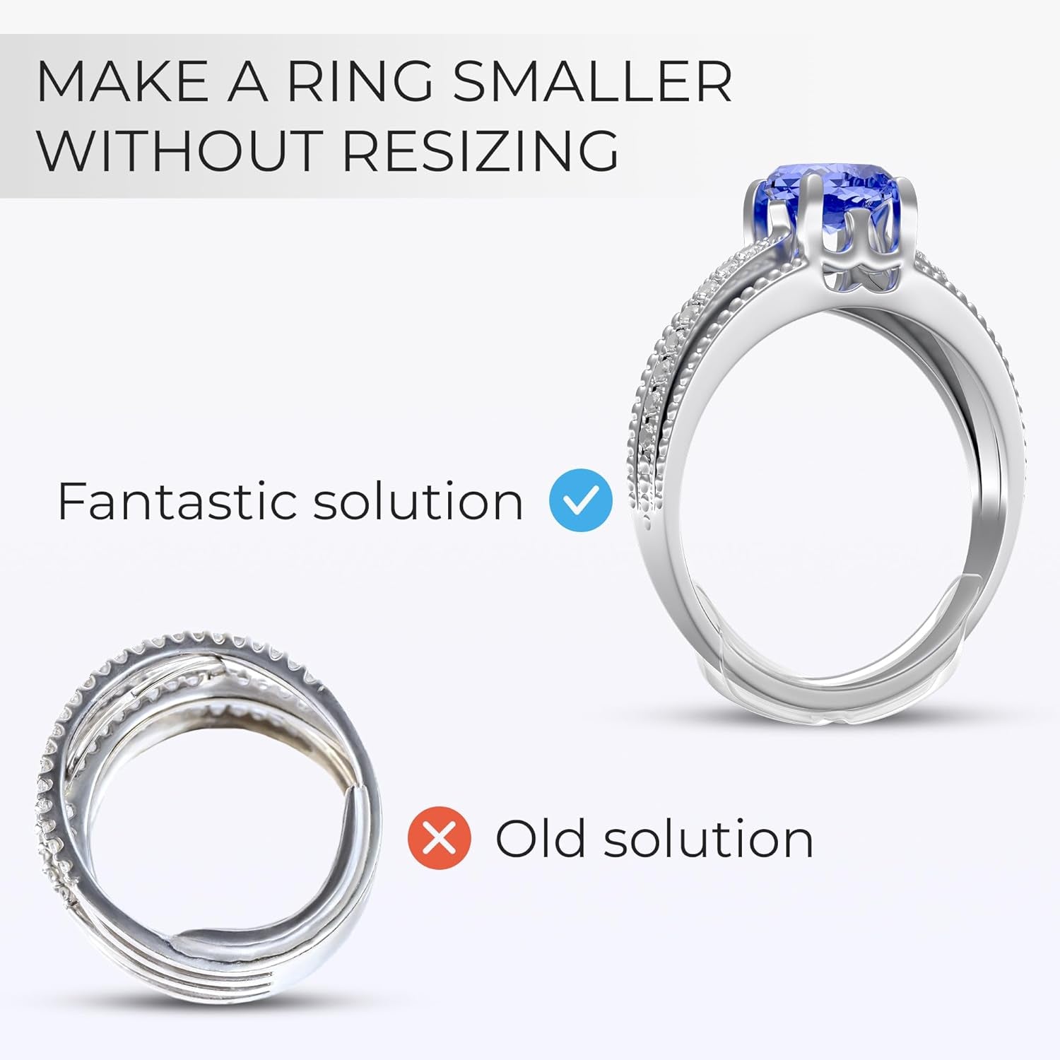 Ring Sizers for Loose Rings - 8-Pack Easy-Clip Ring Size Adjuster for 1-10 Mm Band Widths - Ring Guards for Women and Men