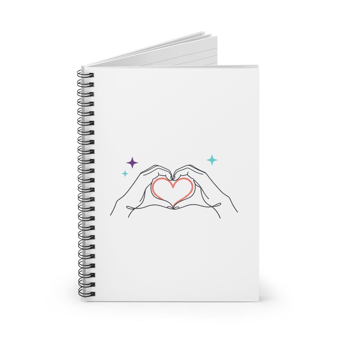 Line Art Heart Hands | Spiral Journal Notebook for Notes & Journaling | Back to School, Valentines & Galentine | Minimalist Y2K