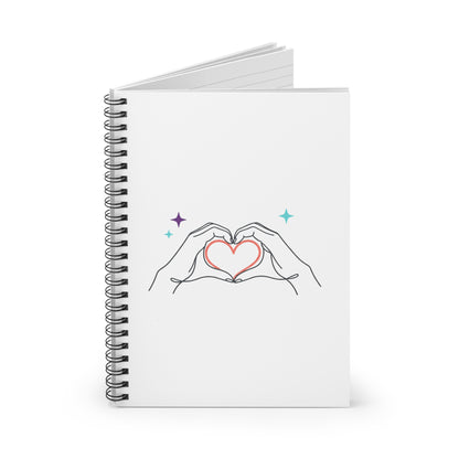 Line Art Heart Hands | Spiral Journal Notebook for Notes & Journaling | Back to School, Valentines & Galentine | Minimalist Y2K