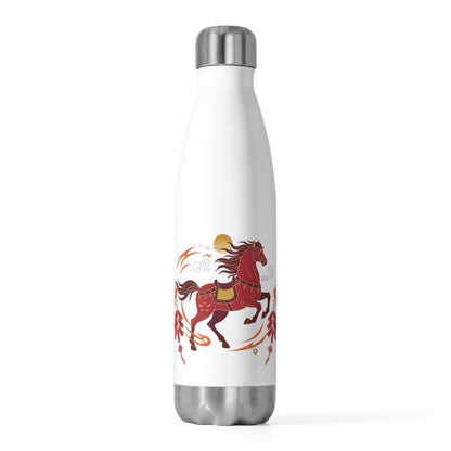 Fire Horse Dancing Firecrackers | 20oz Insulated Stainless Steel Tumbler Bottle | Lunar New Year 2026 Gift | Paper Cut Art