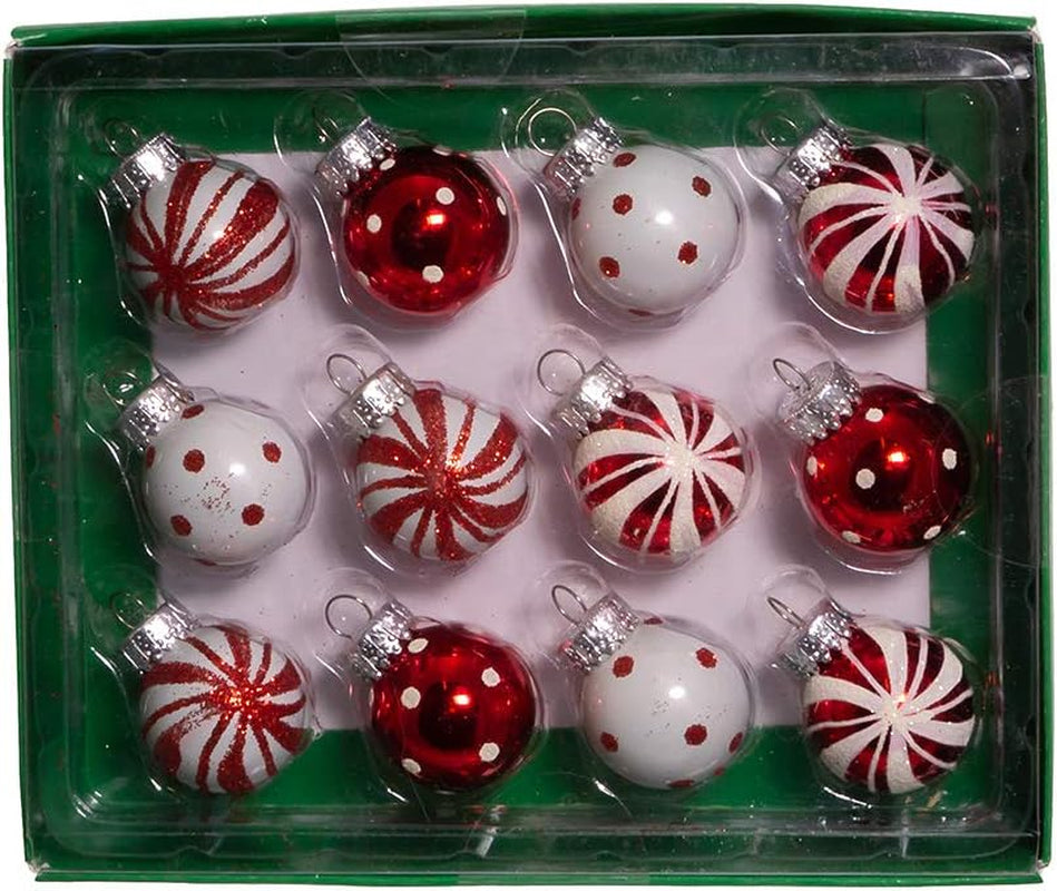 GG0294 1-Inch Ornament Set, Red, White, for Christmas