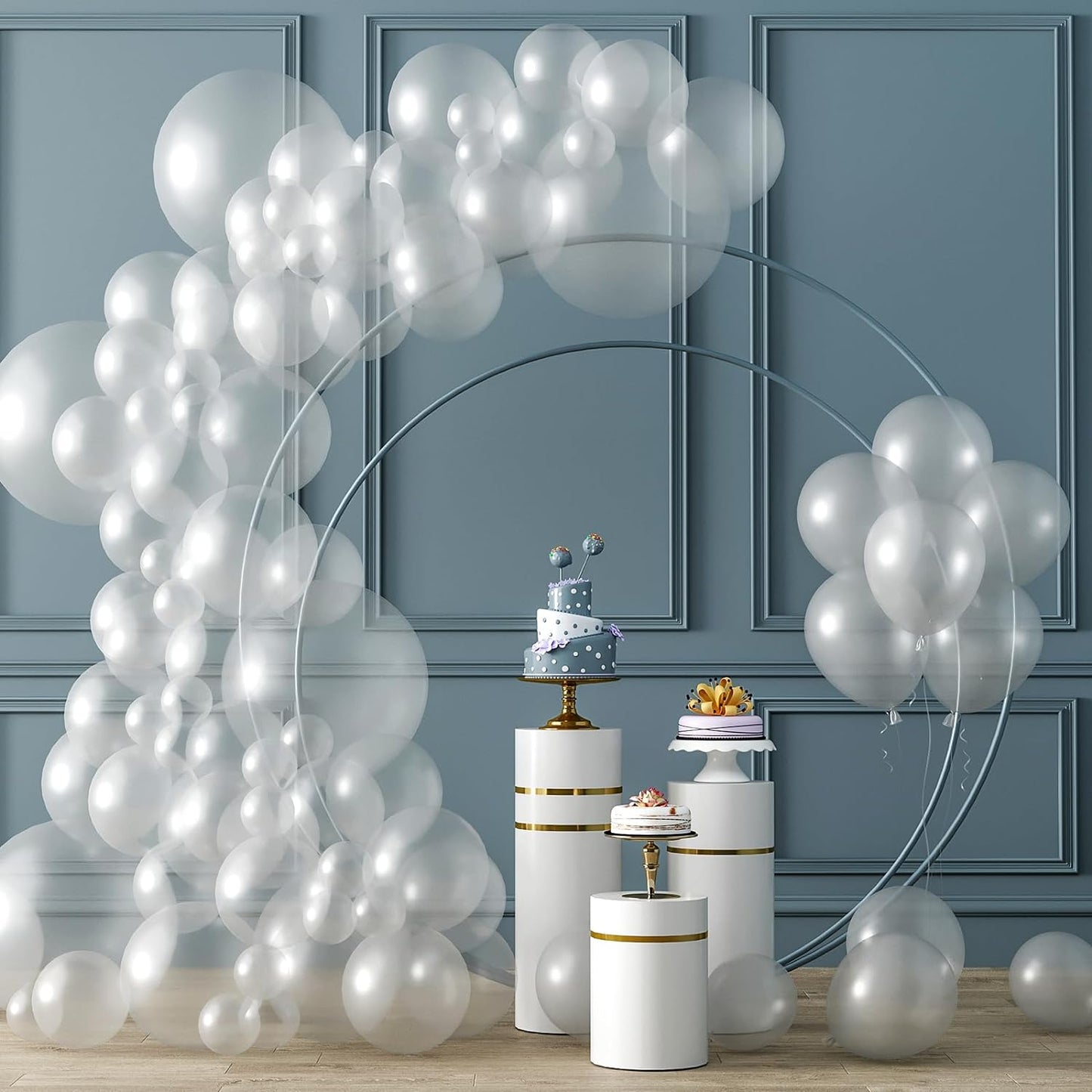 White Balloons Different Sizes 105Pcs 5/10/12/18 Inch for Garland Arch, Party Latex Balloons for Happy New Year Decorations 2024 Birthday Party Wedding Anniversary Baby Shower Party Decoration