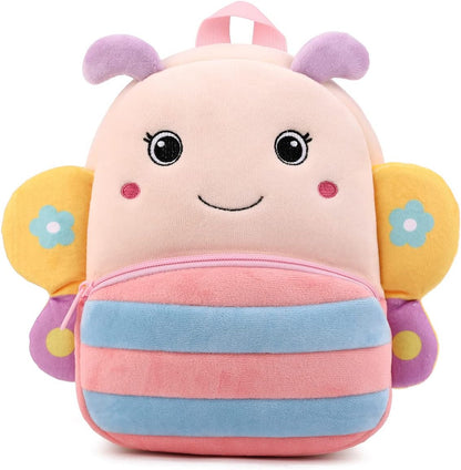 Toddler Backpack for Boys and Girls, Cute Soft Plush Animal Cartoon Mini Backpack Little for Kids 2-6 Years (Butterfly-H)