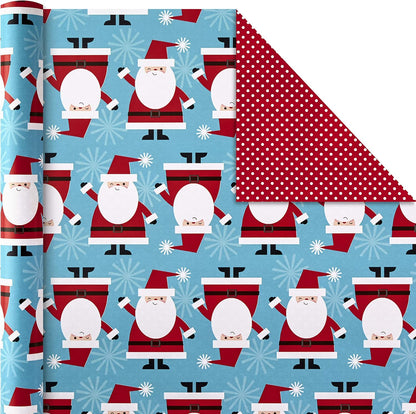 Reversible Quad Pack Wrapping Paper (Santa & Trees, 4 Gift Wrap Rolls)