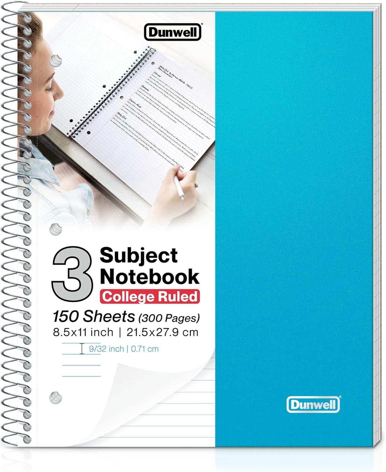 1 Subject Spiral Notebook 8.5 X 11 – Black Plastic Cover College Ruled Notebook, 100 Sheets, One Subject Notebook with Perforated Paper, Inner Pockets, Spiral Notebook for School Note Taking