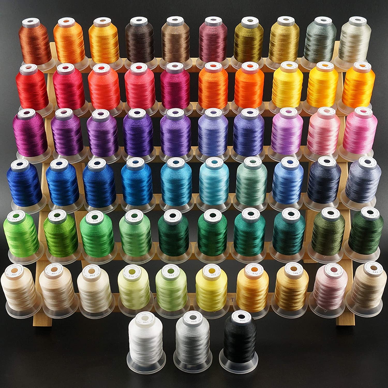 63 Brother Colors Polyester Embroidery Machine Thread Kit 500M (550Y) Each Spool for Brother Babylock Janome Singer Pfaff Husqvarna Bernina Embroidery and Sewing Machines
