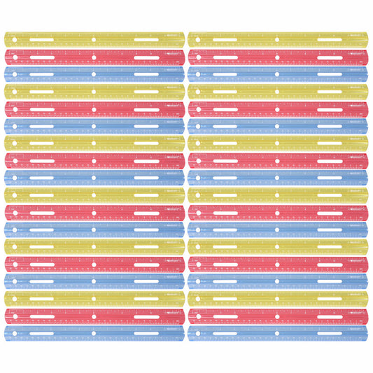 12" Plastic Ruler, Assorted Colors, Pack of 36