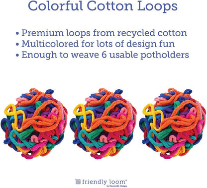 Friendly Loom Potholder 7" Traditional Size Green Potholder Deluxe Loom Kit with Rainbow Color Cotton Loops Make 6 Potholders, Weaving Crafts for Kids & Adults, Made in the USA by