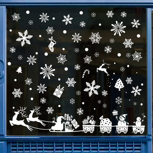 188 PCS Christmas Window Clings Decorations Snowflake Window Clings Stickers for Glass Xmas Window Decorations