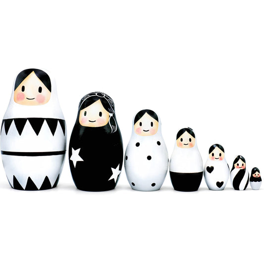 AEVVV Black and White Russian Nesting Dolls Set of 7 pcs   Matryoshka Doll for