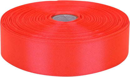 Satin Ribbon 50 Yards Solid Fabric Ribbons Roll for Wedding Invitations, Bridal Bouquets, Sewing, Party Decorations, Gift Wrapping and More (Orange Red, 1 Inch)