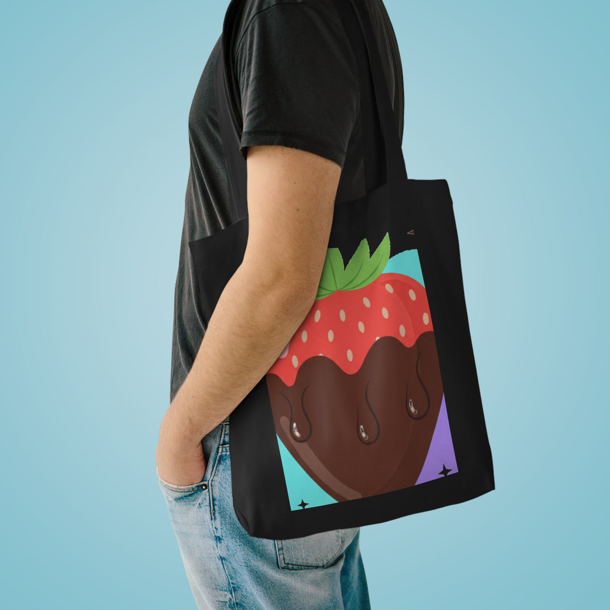 Chocolate-Dipped Strawberry | Cotton Tote Bag for Campus & Errands | Valentine & Galentine Gift | Y2K Aesthetic