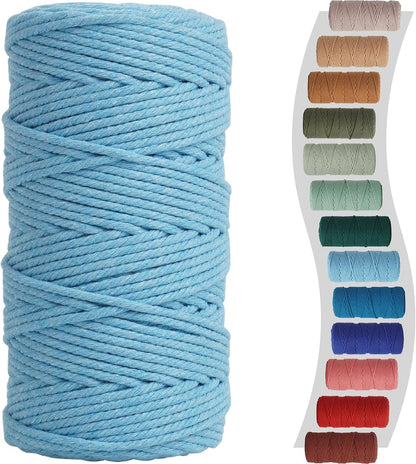 Sage Macrame Cord 3Mm X 220Yards, Colored Cotton Cord, Macrame Rope Macrame Yarn, Colorful Cotton Craft Cord for Macrame Plant Hangers, Macrame Wall Hanging, DIY Crafts