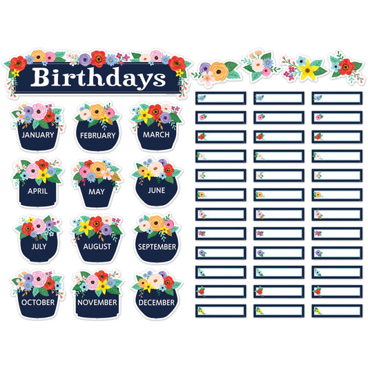 Wildflowers Birthdays Mini Bulletin Board Set, 53 Pieces