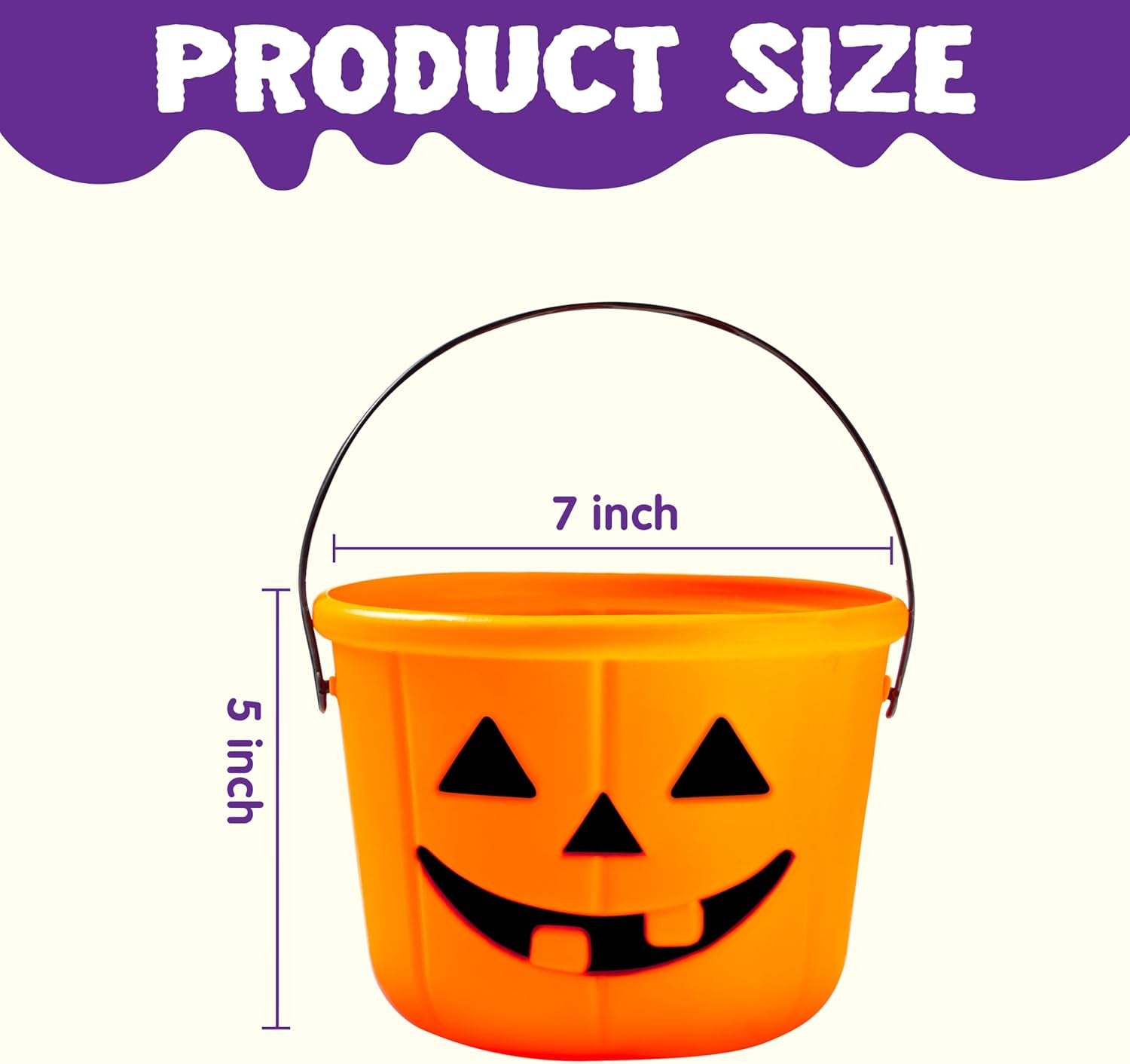 6PCS Halloween Trick or Treat Pumpkin Bucket, Jack O Lantern Candy Basket and Buckets for Trick or Treating, Orange Halloween Pails with Handle for Kids Halloween Party Favors Supplies Props