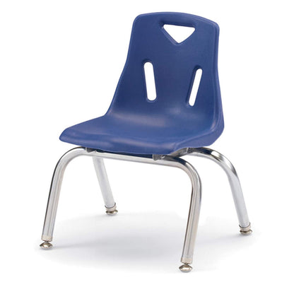 Berries 8140JC6003 Stacking Chairs with Chrome-Plated Legs, 10" Height, Blue, Pack of 6