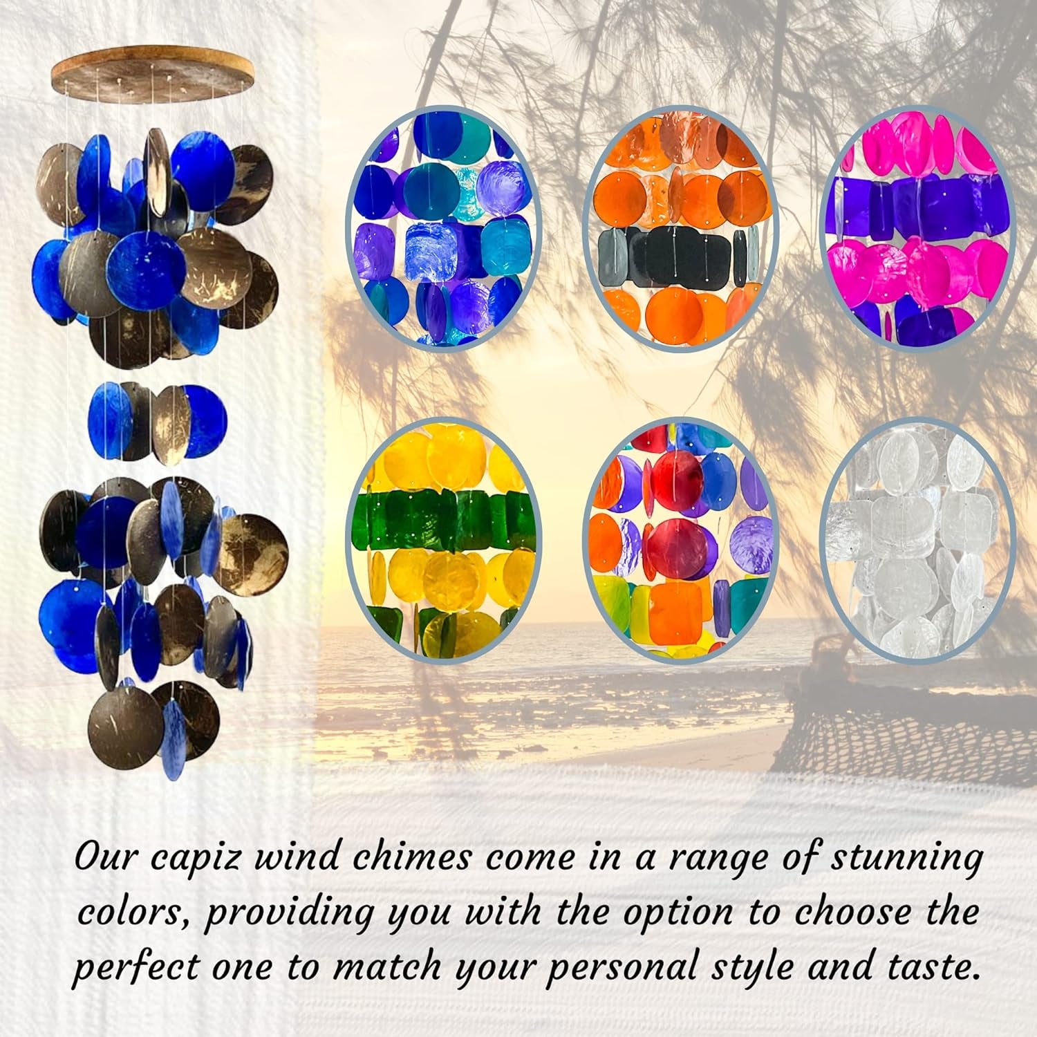 Capiz Wind Chimes Rainbow Sea Glass Shells Large outside Windchimes Home Decor Outdoor Garden Patio Yard Lawn Unique Gifts for Mom Grandma Woman Sympathy Memorial Remembrance
