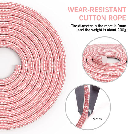 Jump Rope Cotton Adjustable Skipping Weighted Jumprope for Women，Adult and Children Athletic Fitness Exercise Jumping Rope (Pink)