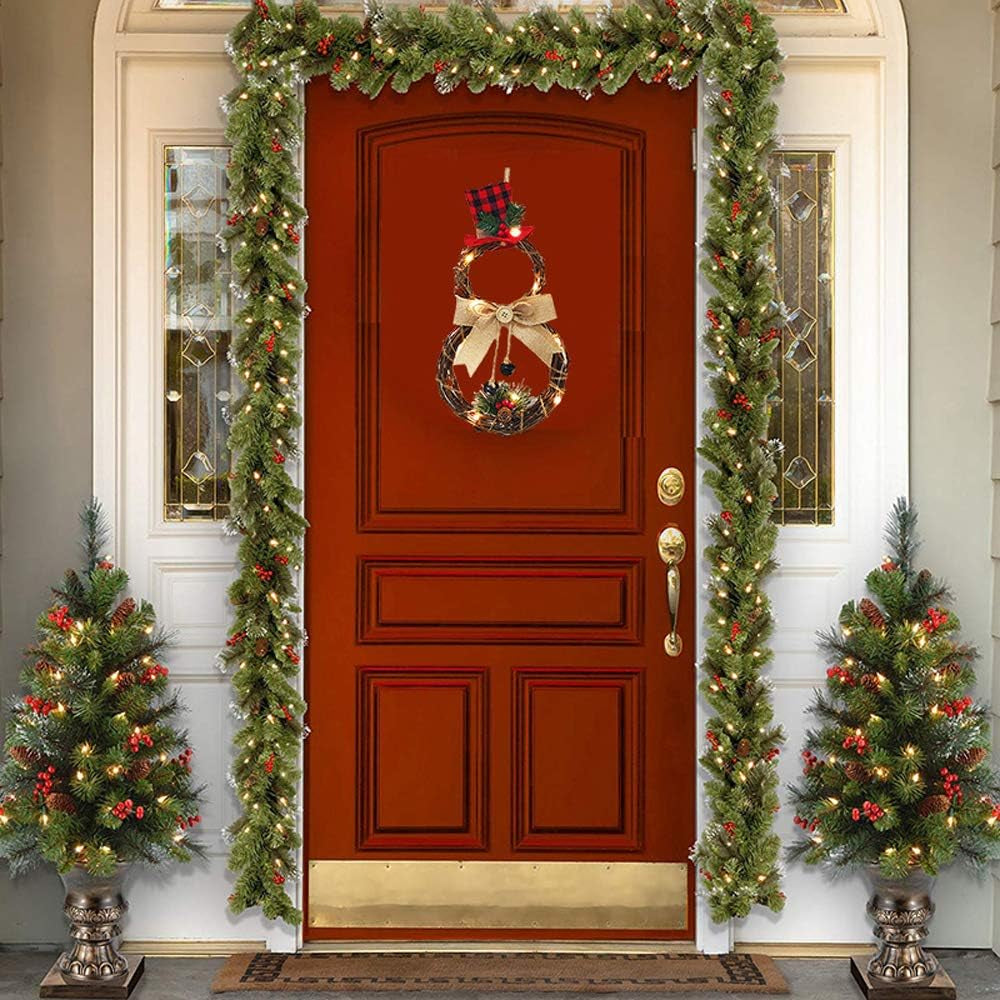 Christmas Wreath, Door Wreaths for Christmas Home Kitchen Hanging Decor, Xmas Party Decoration (Red-A)