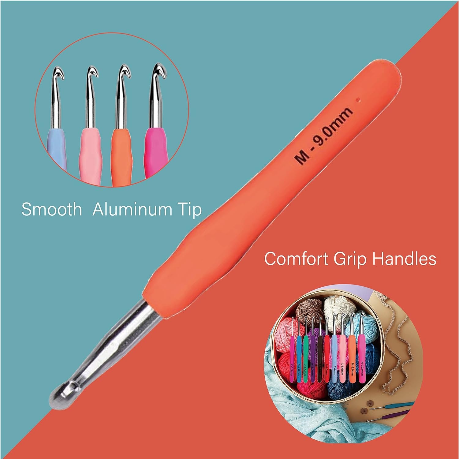 20 Sizes Crochet Hooks Complete Set,0.5Mm-10Mm Ergonomic Crochet Hooks with Case for Arthritic Hands