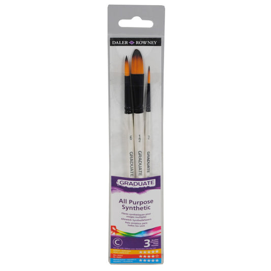 Graduate Watercolor Brush Set, Synthetic, 3 Pieces