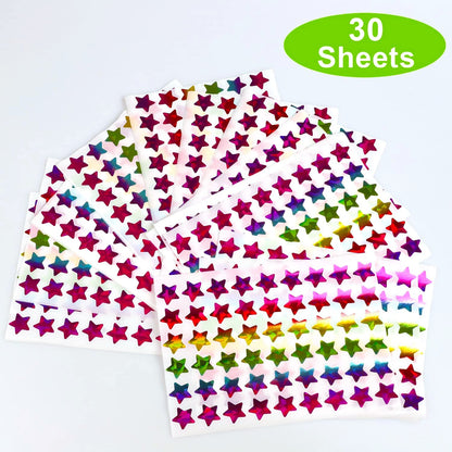 1620 Holographic Rainbow Small Star Stickers for Kids Reward, Behavior Chart, Student Planner and School Classroom Teacher Supplies, 0.6" Diameter