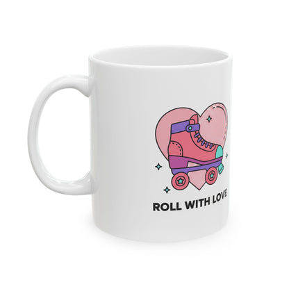 Roller Skate Heart Mug | 11oz Ceramic Coffee Cup for Valentine Vibes | Galentine’s Day Friend & Family Gift | Y2K Aesthetic