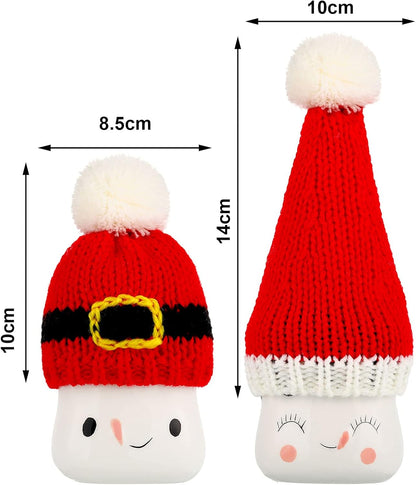 4 Pieces Christmas Marshmallow Mug Hat Mini Xmas Crochet Hat Cute Tired Tray Decors Red Xmas Knitted Hats Small Coffee Mug Topper for Christmas Farmhouse Home Kitchen Office Coffee Mug Decorations