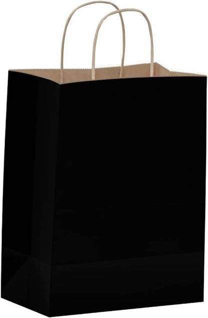 600 Pcs Black Gift Bags with Handles, 8X4.5X10 Inch Paper Bags, Multipurpose Kraft Bags for Party, Business, Shopping, Gift Giving, Birthday